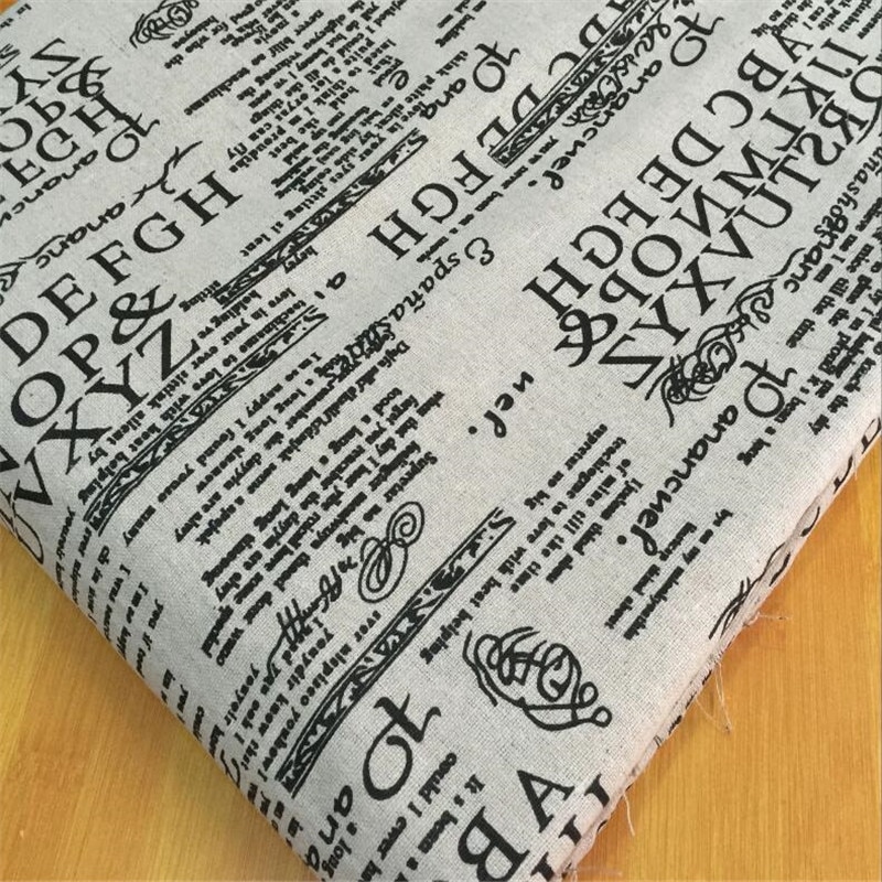 Telas Sewing Cotton Linen Fabric Newspaper Printed Linen Cotton Patchwork Fabric DIY Quilting Material For Photo Background