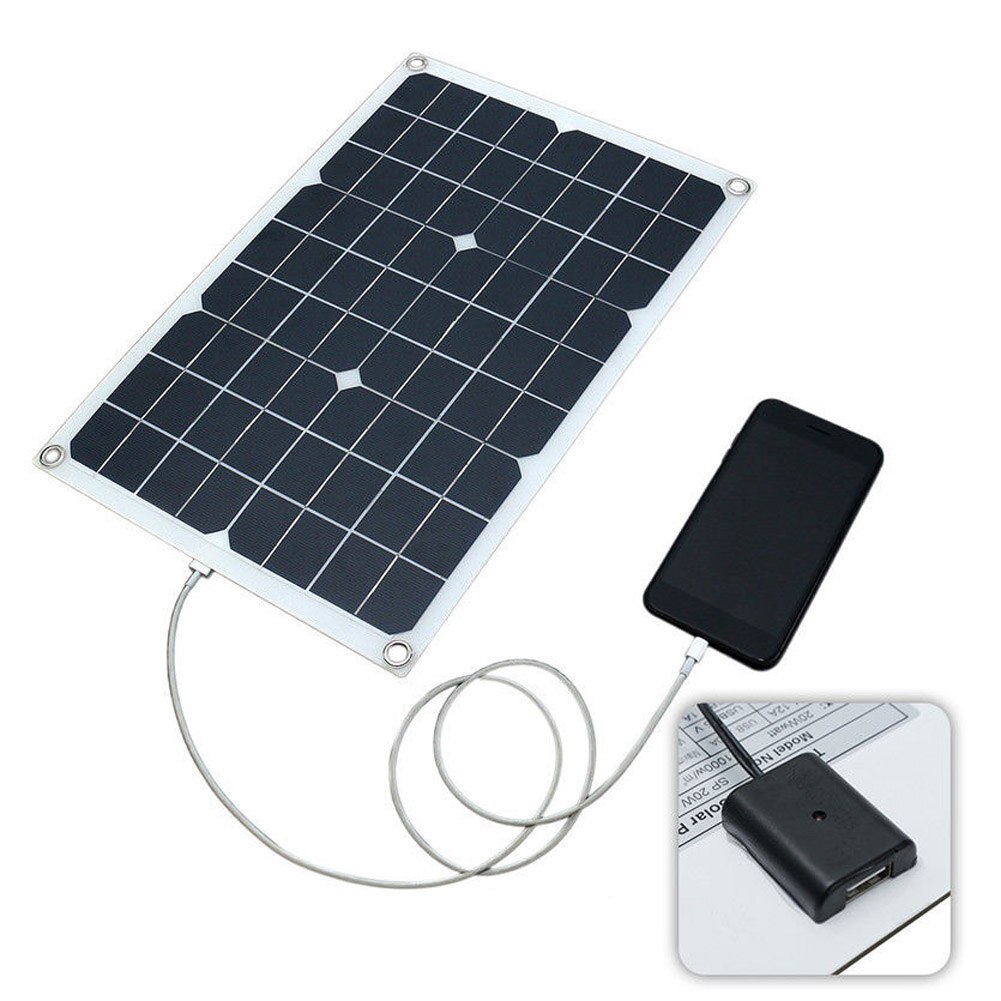 20W Waterproof Battery Solar Panel USB for Phone Lighting Car Charger 430X280X2.5MM Electrical Equipment & Supplies TB