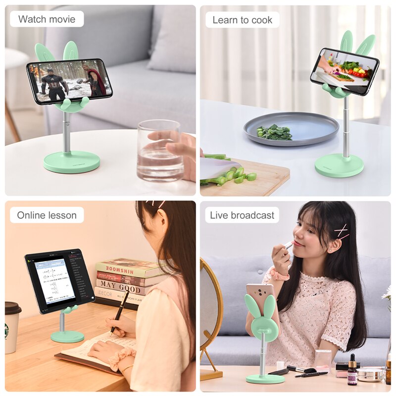 2022 Leuke Bunny Telefoon Houder Desktop Mobiele Telefoon Stand Hoogte Hoek Verstelbare Voor Iphone 11 12 Ipad Mooie Konijn Tablet ondersteuning