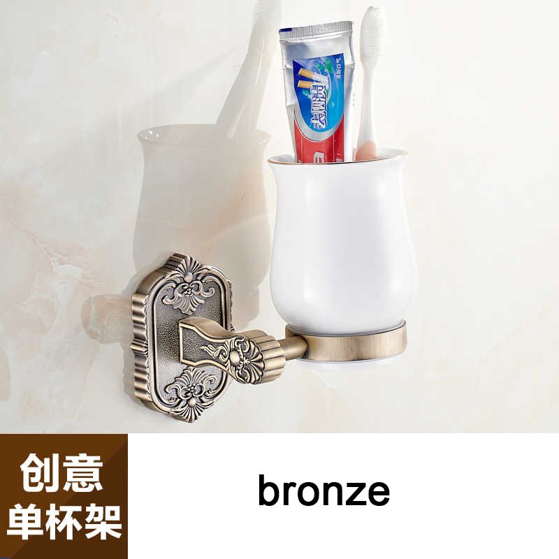 Antieke badkamer enkele bekerhouder massief keramiek retro gesneden brons gouden houder tandenborstel beker- en bekerhouders wit  -618: Bronzen