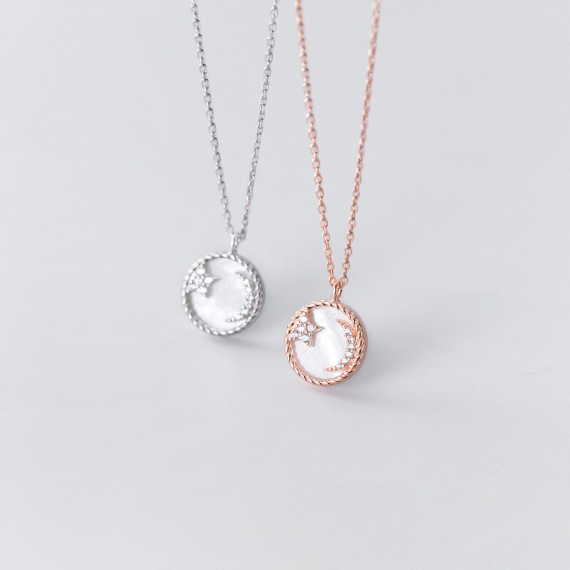 Coolkala Zilveren Ketting Vrouwelijke Mori Prachtige Ster Maan Ronde Shell Meisje Hart Choker