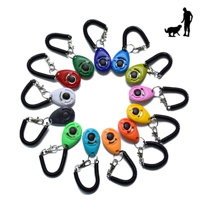 1Pc Plastic Dogs Click Trainer Pet Cat Dog Training Clicker Adjustable Sound Key Chain And Wrist Strap Remote Whistle Clicker