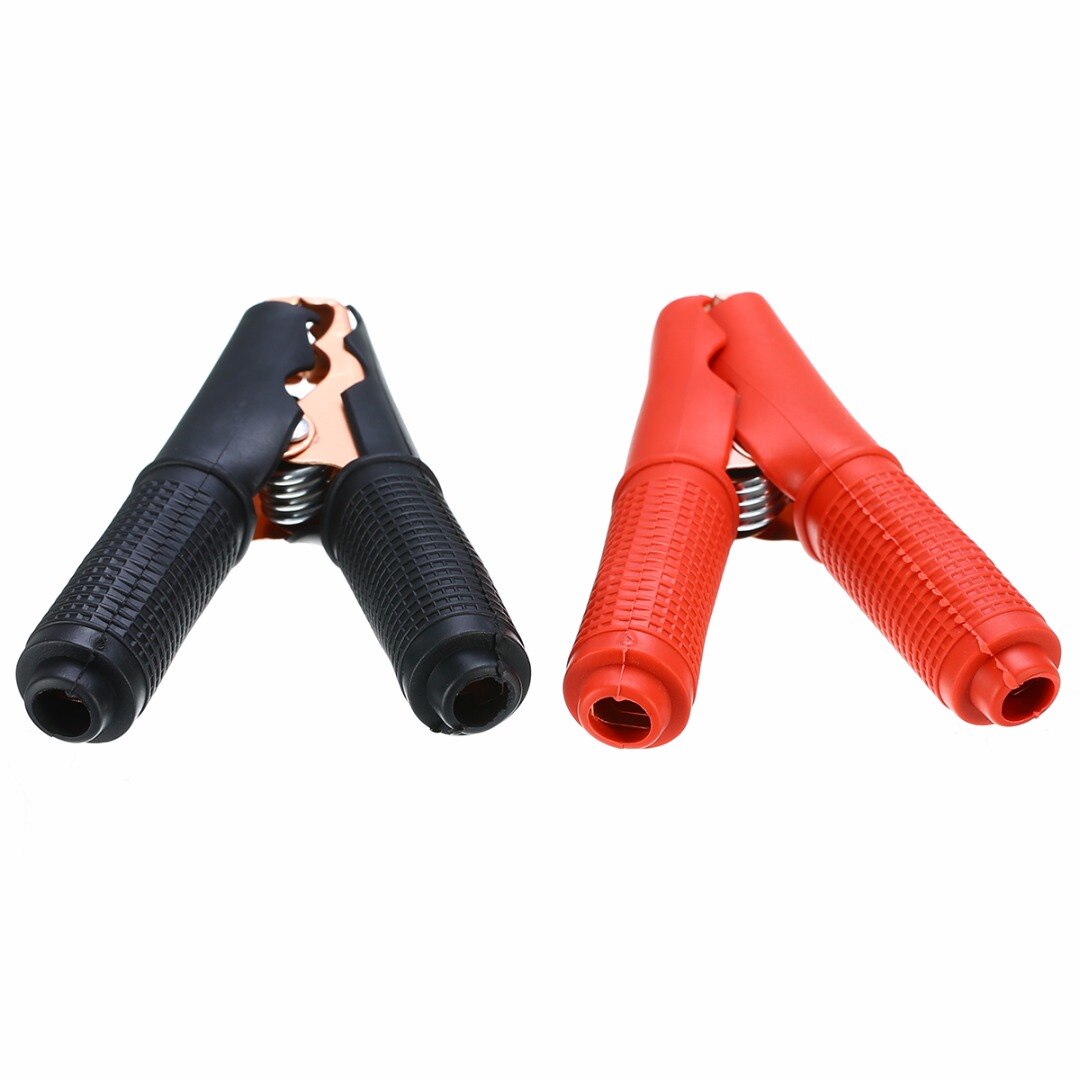 1 par de pinzas de cocodrilo de 90mm, color negro y rojo, pinzas de cocodrilo de 100A para cargador de batería de vehículo de coche
