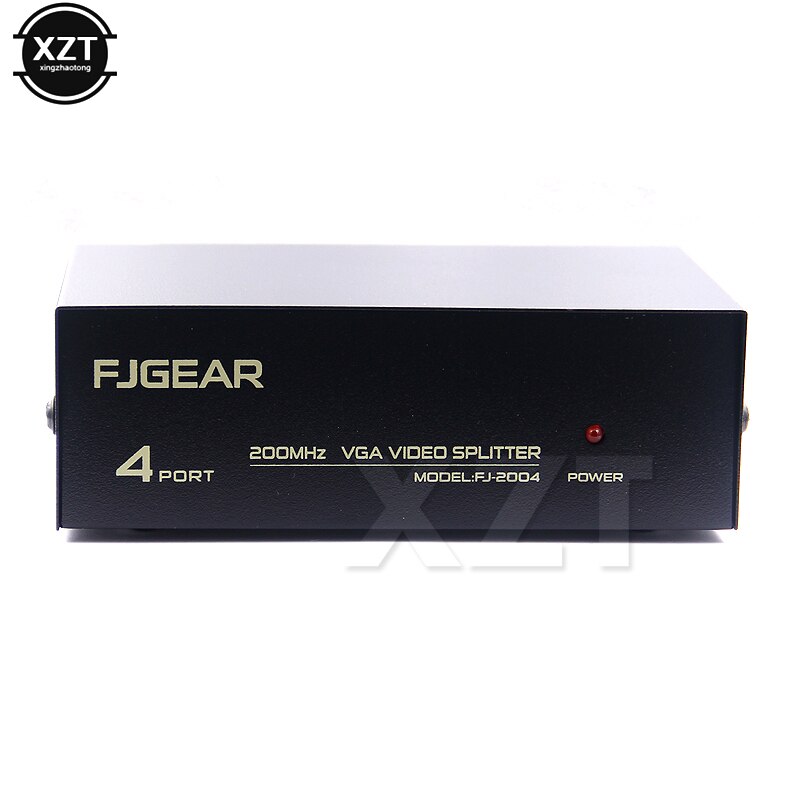 4 Port Vga Splitter 1X4 1 Naar 4 Poorten Vga Video Hd Signaal Versterker 200Mhz Ondersteuning 1920X1440 Met Power Voor Vga Adpater