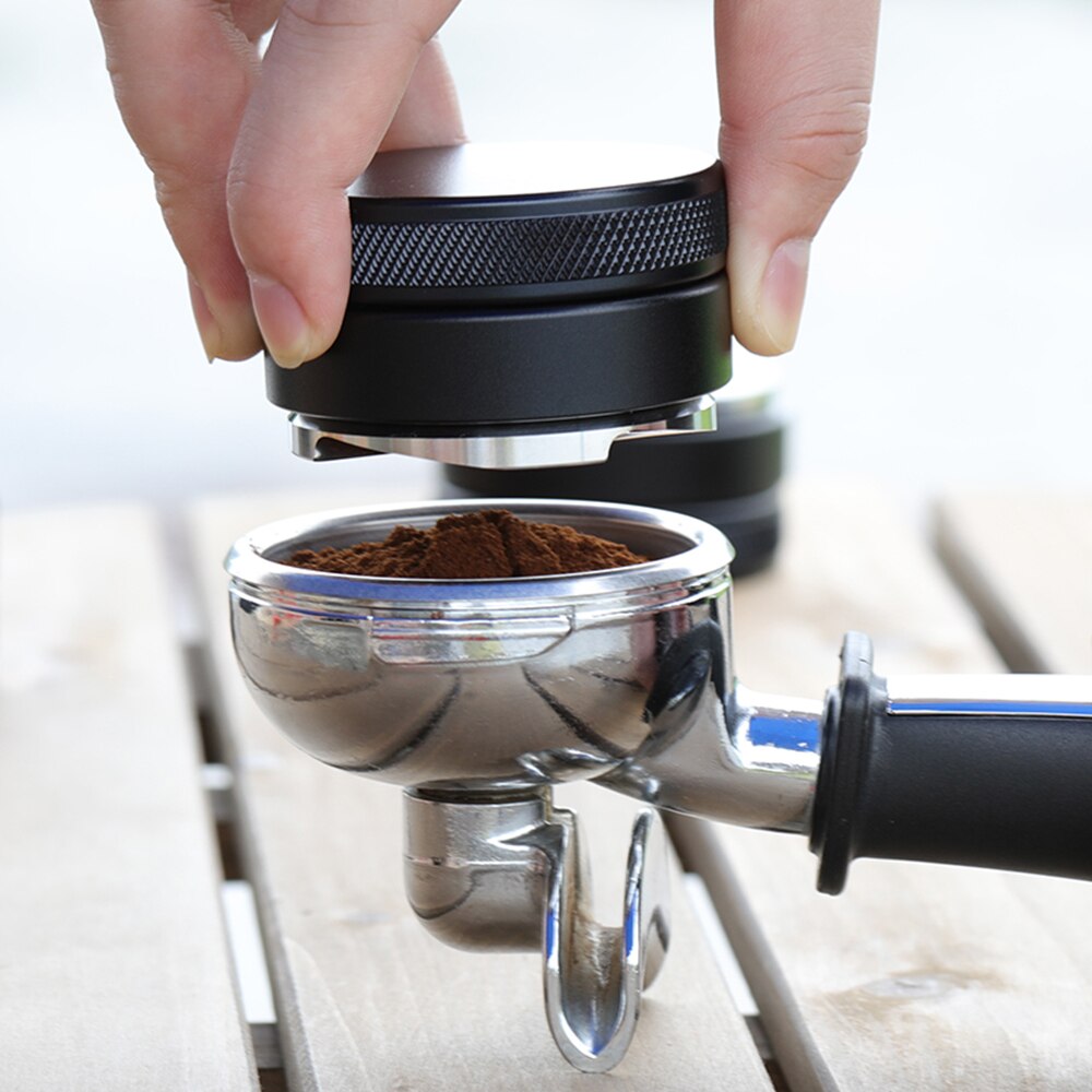 Prensa para café expreso ajustable de 51mm, distribuidor de café de aluminio para Barista, Base plana de acero inoxidable, prensa para granos de café