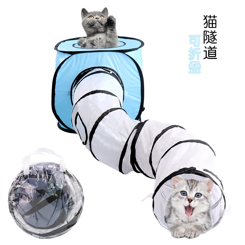 Tent S-Type Kat Tunnel Kat Speelgoed Opvouwbare Cat Tunnel Kitten Play Buis Voor Grote Katten Honden Konijntjes met Bal Fun Dierbenodigdheden