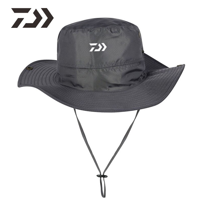 Daiwa Unisex Fishing Caps Bucket Hat Outdoor Uv Protection Adjustable Breathable Fishing Hats Solid Wide Brim Cap: Dark Gray