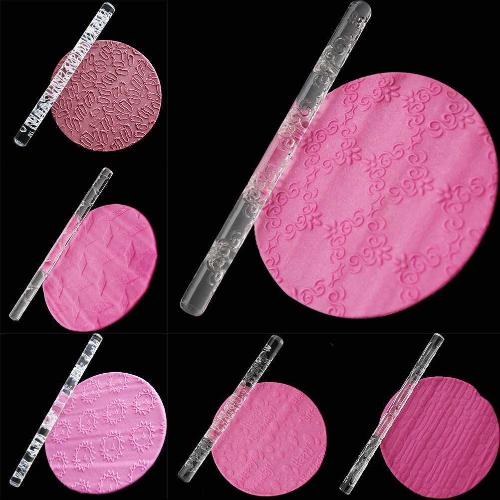 Textured Embossing Rolling Pin Fondant Cake Roller Bakeware Tools Decorating Pastry Tools Cup Top Non-stick Rolling Pin