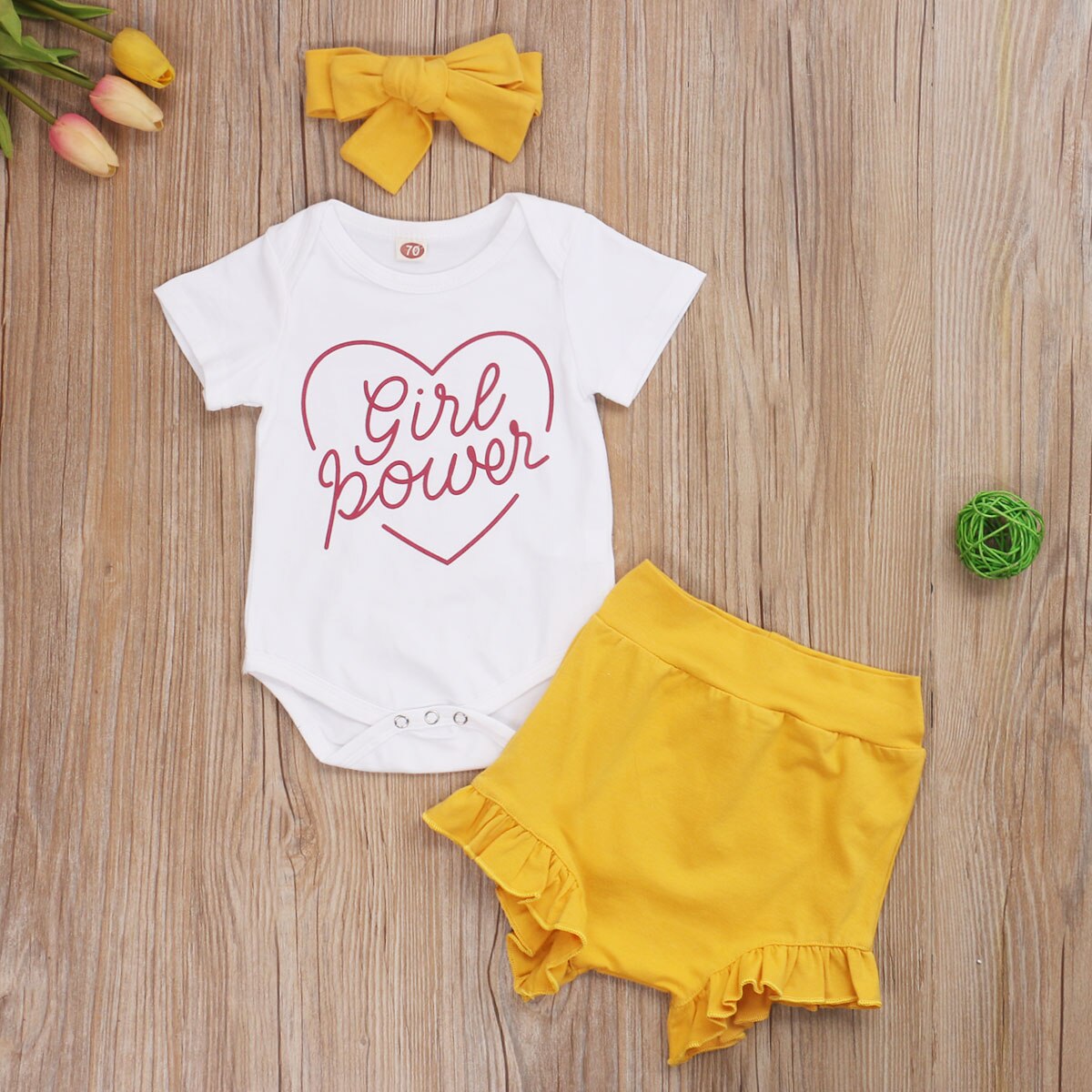 Citgeett Summer 0-24M Newborn Baby Girls Boys Lovely Clothes Sets Floral Print Romper Tops+Shorts Headband 3pcs: A / 9M