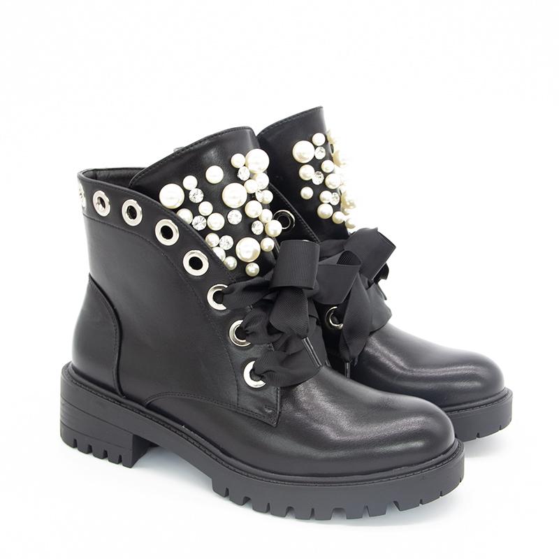 dames noir bottines perle ruban décoré bottes antidérapantes femmes décontracté confortable court chaussons pour les femmes