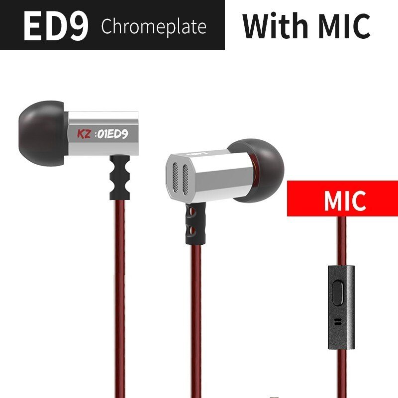 Kz ed9 fones de ouvido de alta fidelidade, super graves, música estéreo, fones de ouvido com cancelamento de ruído, fone de ouvido de celular com microfone: KZED9Silverwithmic
