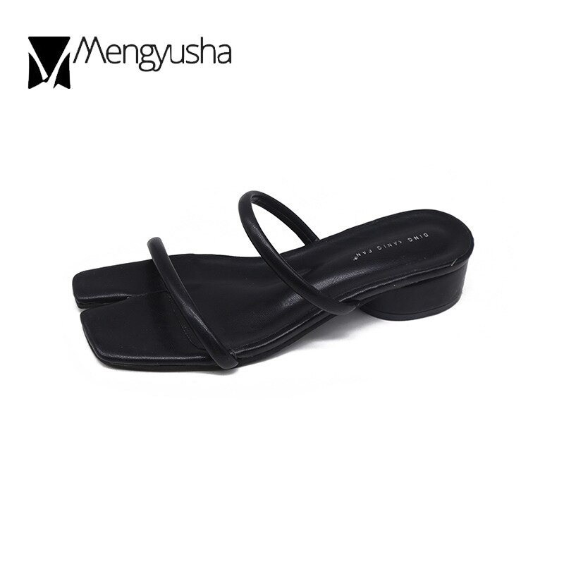 Tabi-sandales ninja à bout carré pour femme, tongs double bande, bout clip, gladiateur, med à talons hauts, épais, collection