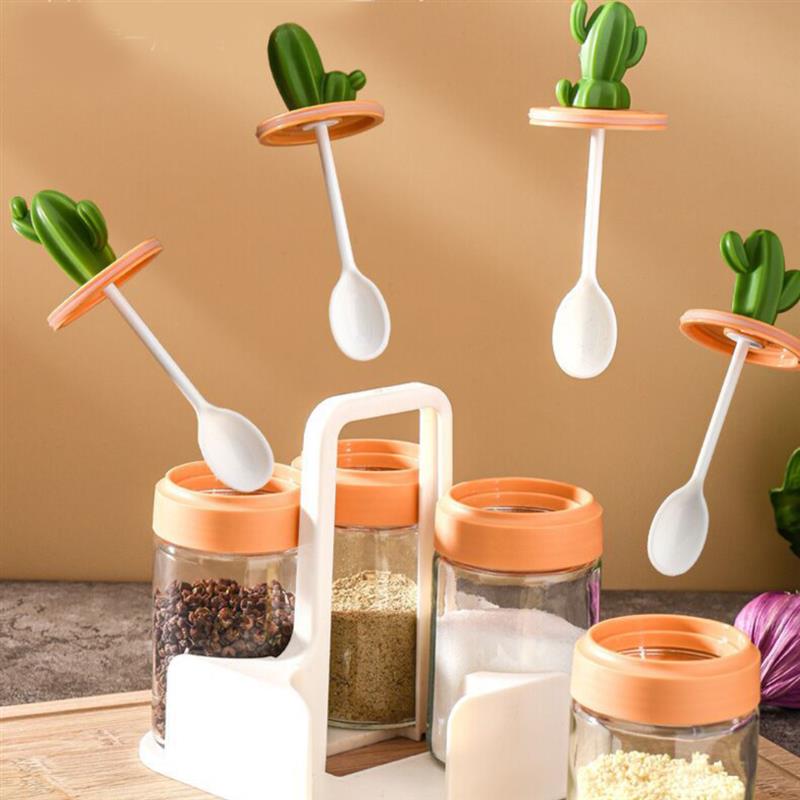 Ensemble de pots à épices en verre, couvercle de Cactus, ensemble de récipients à épices de décoration, boîte d'assaisonnement, sucre sel poudre, récipient de stockage d'épices