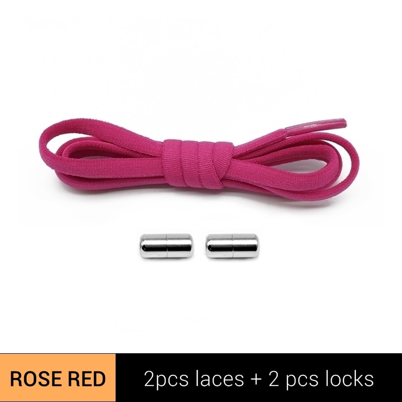 Schnell Elastische Schnürsenkel Metall sperren Schnürsenkel Für freundlicher Erwachsene Turnschuhe: Rose rot