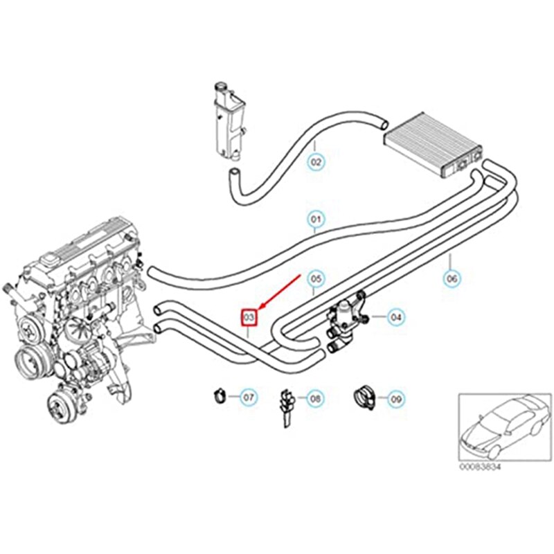 Tuyau d'eau de moteur neuf 64218377783 tuyaux d'eau d'entrée pour Bwm 3 'E46 316Ci 318Ci 318I M43 316I 1.6