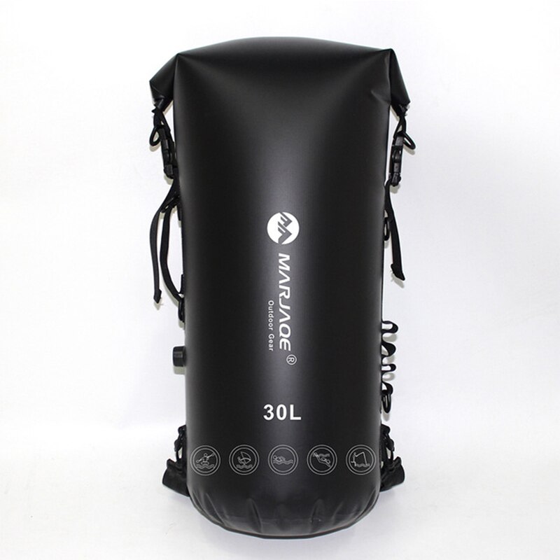 30L trekking dry bag impermeable floating backpack roll top sail kayak drypak motorcycle drybag bouy bike boat drysack deck bag: black