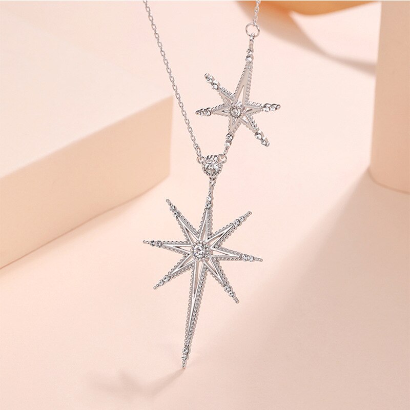 Charm Star Lab Diamond cz pendant 925 sterling silver Party Wedding Pendant chain necalace for women Bridal Jewelry