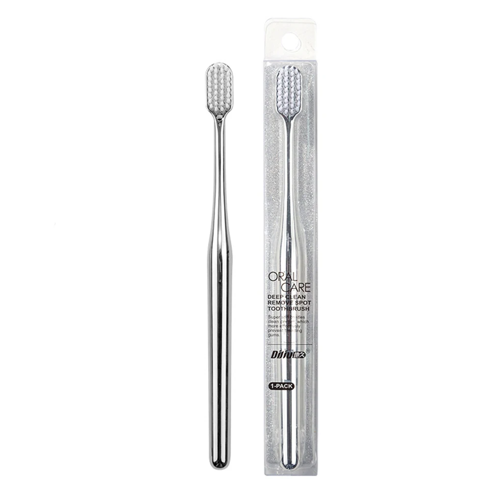 2/1pcs Luxury Soft Toothbrush Gold Silver Toothbrushes for Men and Women Adult Tooth Brush Electroplated High-end Dental Brushes: Gold