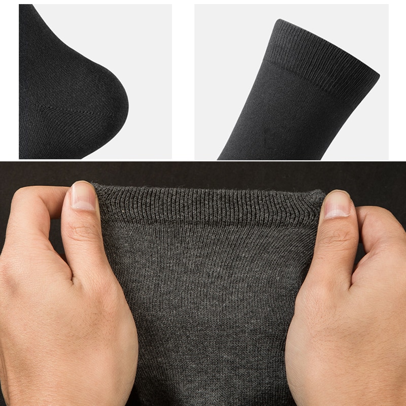 5 Pairs Solid Color Cotton Socks Men Business Casual Breathable Spring Winter Warm Male Crew Socks