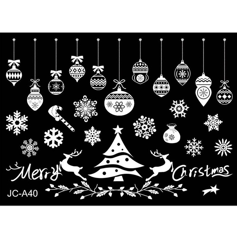 Autocollants de noël pour fenêtres, 53*37.2cm décorations murales en pvc, décoration d'intérieur pour l'année, autocollants pour vitres: 3