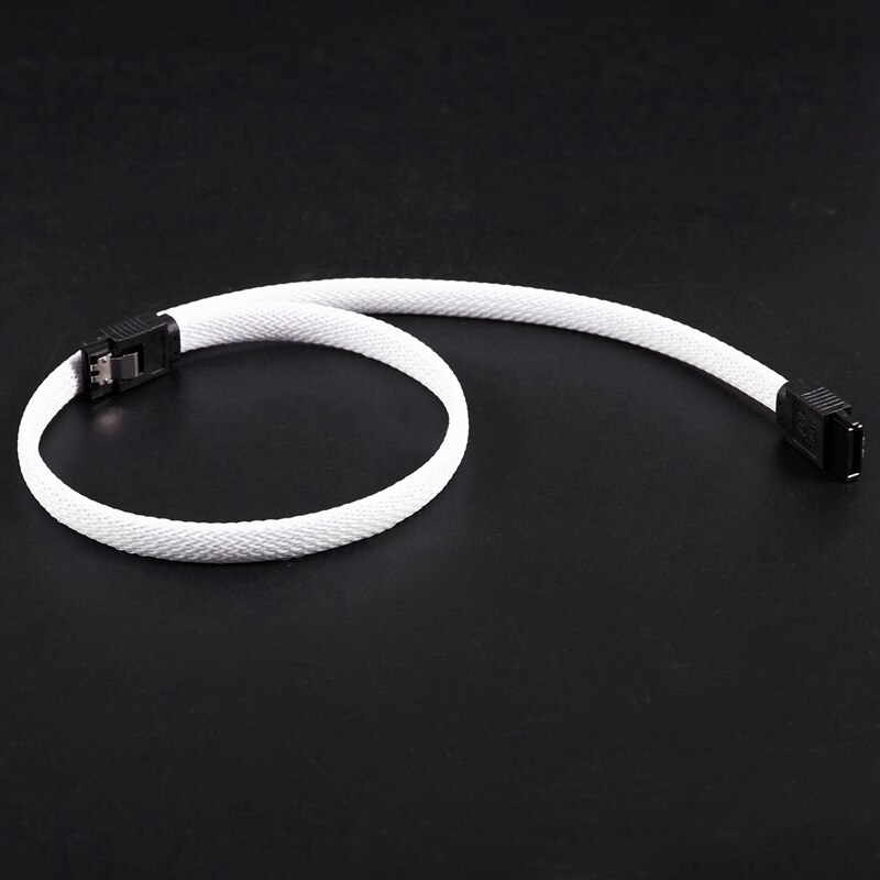 2X 50CM SATA 3.0 III SATA3 7pin Data Cable 6Gb/s SSD Cables HDD Hard Disk Data Cord (White)