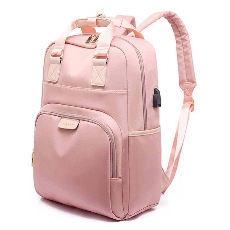 Female Pink Backpack Women's Laptop Backpack 14 15 Inches Woman Waterproof Bagpack School Bags For Teenager Girls Women Rucksack: Pink / For 15.6 inch laptop