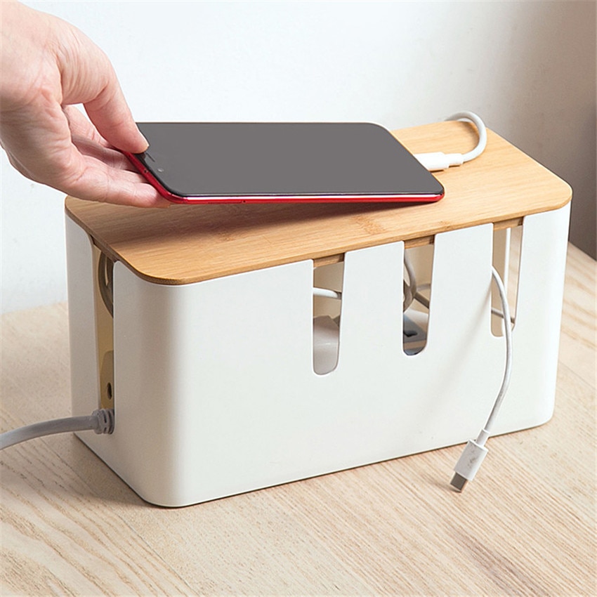 Caja de almacenamiento de enchufes multifuncional, caja organizadora de cables USB para fuente de alimentación de escritorio, caja de almacenamiento de cables Hub para cargador