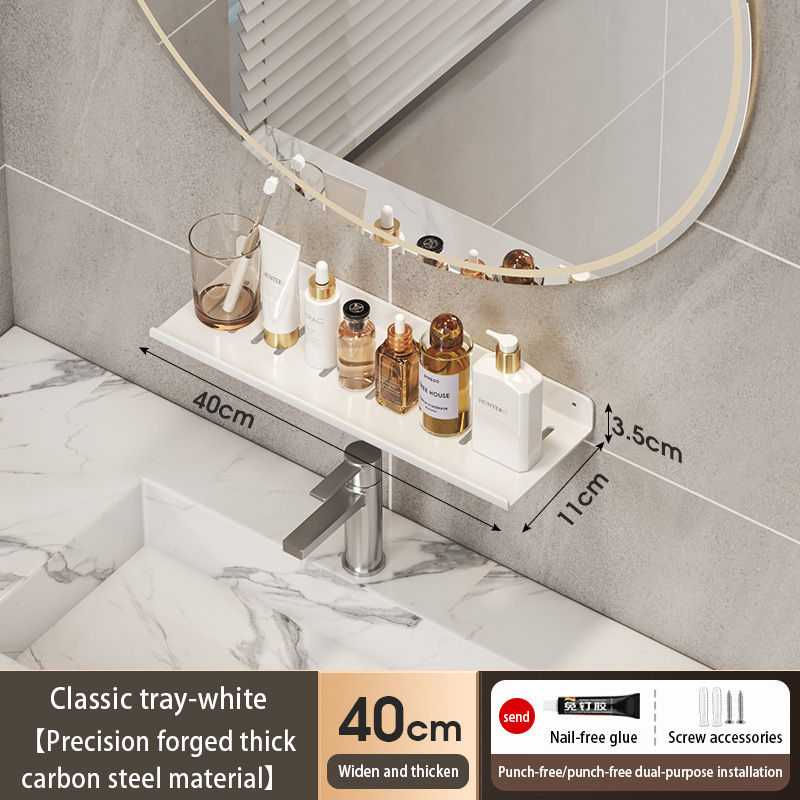 Bathroom U-Shaped Rack Wall Mount Floating Shelf Over Sink Organizer Wash Basin Groove Rack Punch-Free Storage Accessories