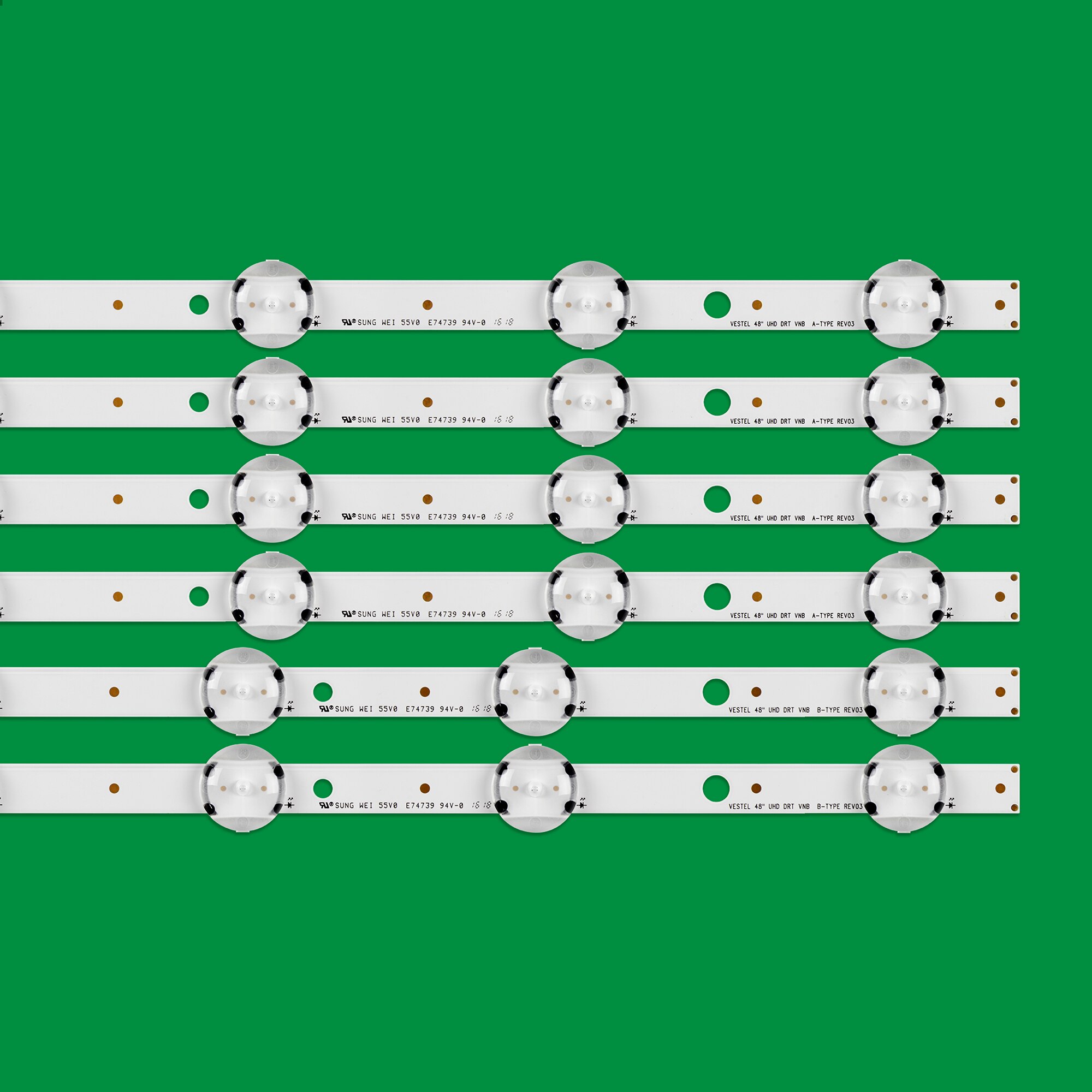 1set=6PCS(4A+2B) 448mm LED Backlight 7Lamp VESTEL 48" UHD DRT VNB A/B-Type VES480QNDS-2D-N11 For 48HK6T64 48HK6T74 48HB6T72U