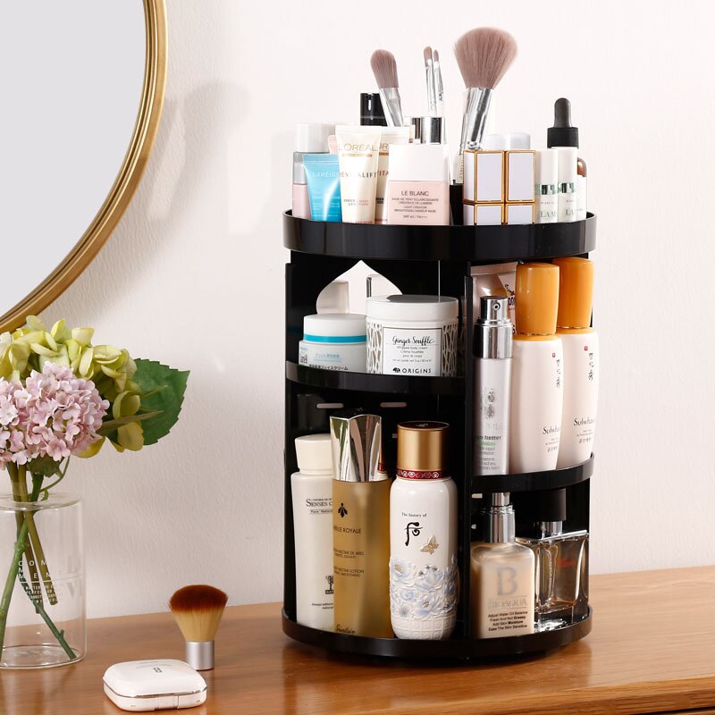 360 Degree Rotation Make Up Organizer Box Cosmetic Organizer Transparent Spin Multi-Function Detachable Acrylic