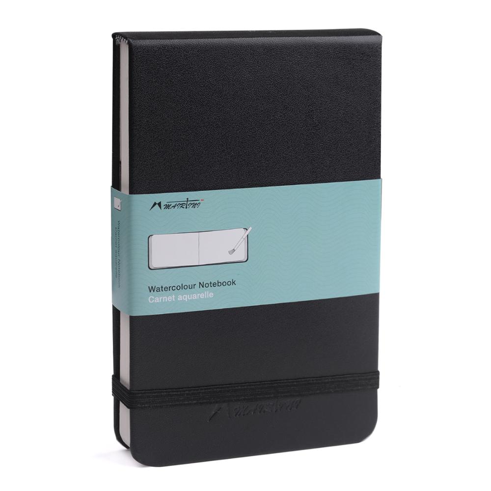 Przenośny śliczny notatnik w skórzanej oprawie podręcznik w twardej oprawie szkicownik w kolorze wody 300g bawełniana papierowa podkładka robić malowania akwarelowego: czarny
