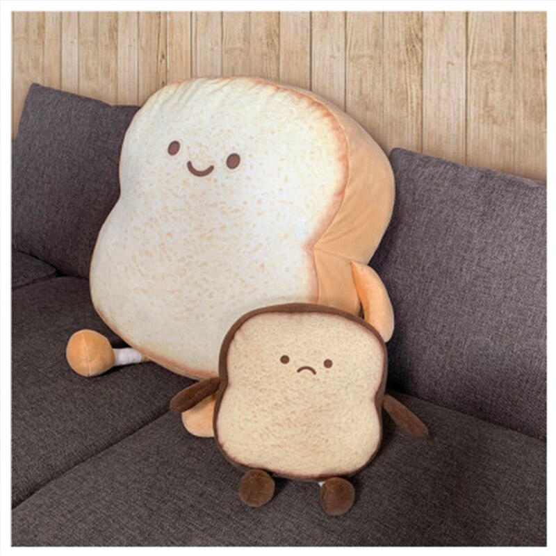 Emotional Bread Toast Plush Pillow Happy Angry Cartoon with Legs S-XL Snack Decor Food Pillow