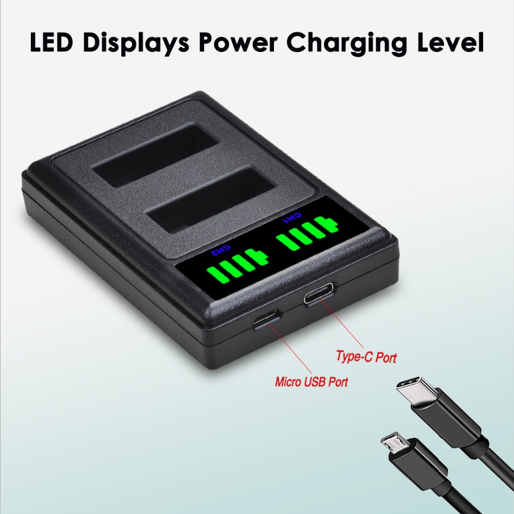 LP-E10 Battery and Dual Charger for Canon EOS Rebel T6, T7, T3, T5,Kiss X50, Kiss X70, EOS 1100D, EOS 1200D, EOS 1300D / 2000D