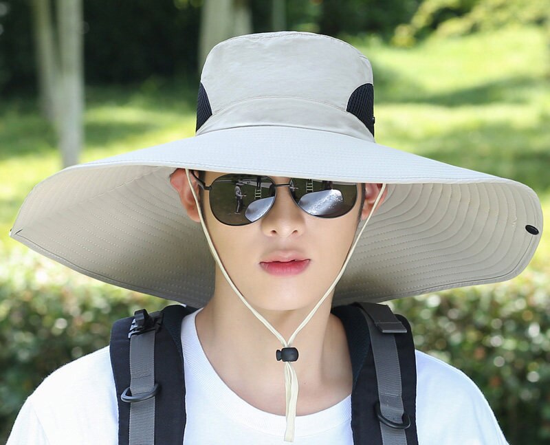 Fishing Hat Man Spring Summer Sun Protection UV Protection Breathable Wide Brim Hat For Fishing And Recreation Sun Cap: 5