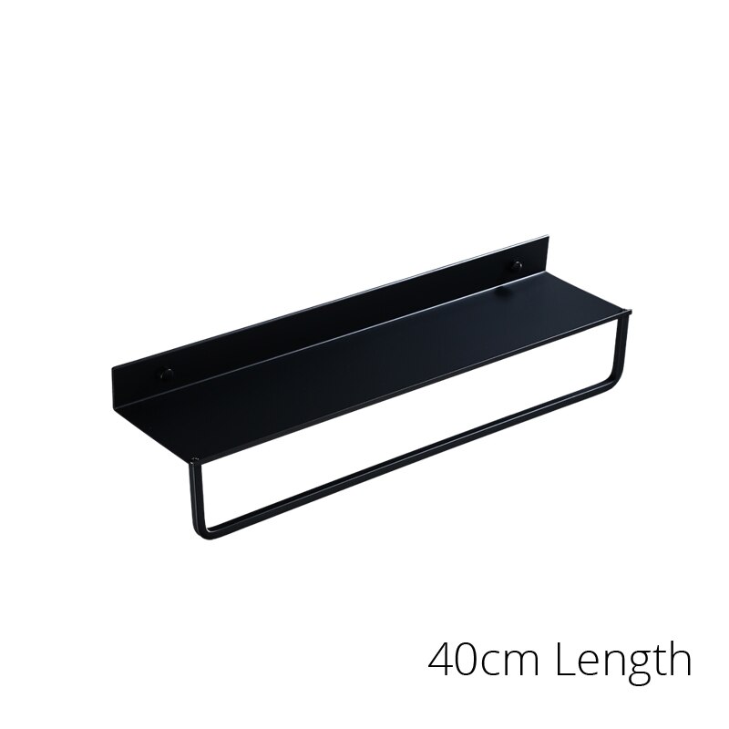 Zwarte Badkamer Planken 30-60 cm Lengte Keuken Wandplank Douche Mand Opslag Rack Handdoek Bar Robe Haken Badkamer accessoires: BS002-40cm
