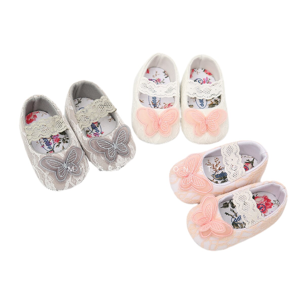 Vlinder babymeisjes prinsessenjurk schoenen zachte zool schattige vlinder wieg schoenen antislip peuter eerste loopschoenen