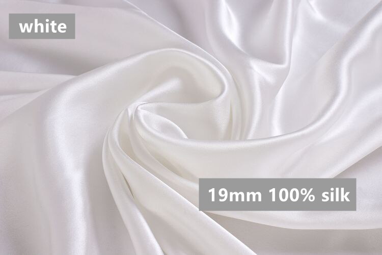 Silkestof 19mm bredde 114cm 100%  mulberry silke flerfarvet almindelig farvet silke kjole stof silke sengetøj tørklæde  ls1801: Hvid