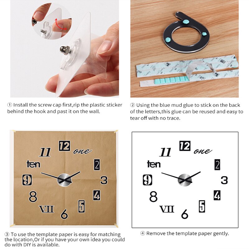 Fowecelt-Reloj de pared 3D, moderno, pegatina de pared grande acrílica, reloj de pared DIY, reloj de decoración para el hogar, decoración de habitación de estética
