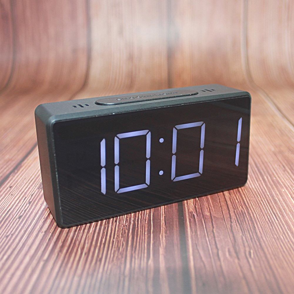 Table Clock Alarm Clock Snooze LED Digital Mirror Clock Time Temperature Large Electronic Display Rectangle Digital Desk Clock