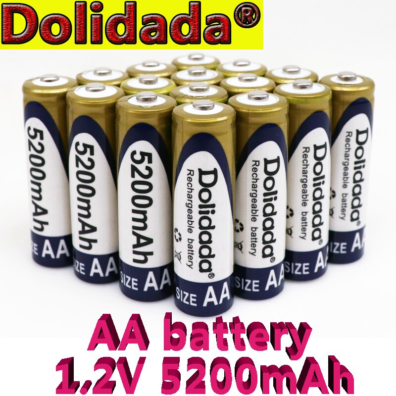 100% Original 1.2V AA battery 5200mAh Ni-MH Rechargeable aa Battery For Toys Camera Microphone