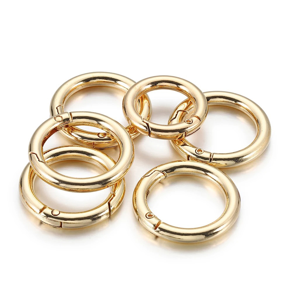 6Pcs/lot Metal Spring Gate O Ring Bag Buckle Metal Clasps Carabiner Snap Hook Spring Keyring DIY Bag Luggage Jewelry Accessories: 3/8" / Light Gold