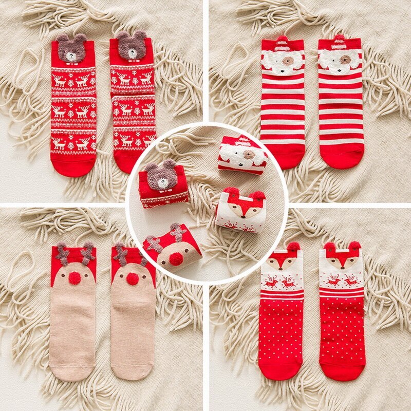 Christmas socks elk animal ears autumn and winter cotton sweet socks For year