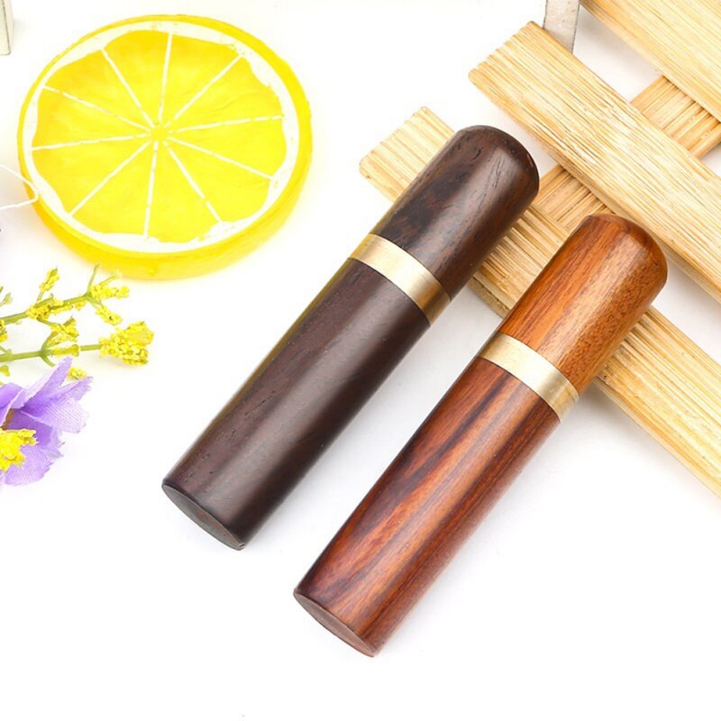 Round Mahogany Needle Stroage Box Practical Thicken Portable Household DIY Needle Storage Tube Not Inclued Needle