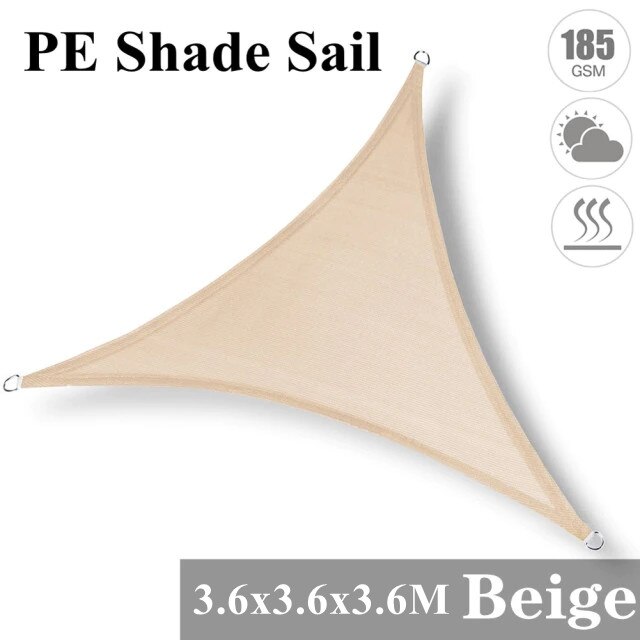 5x4M 3x2M Grau Rechteck HDPE Sonne Sonnensegel Baldachin UV Block Markise Für draussen terrasse Garten Hinterhof Gewächshaus Schatten Tuch: Beige 3.6x3.6x3.6M