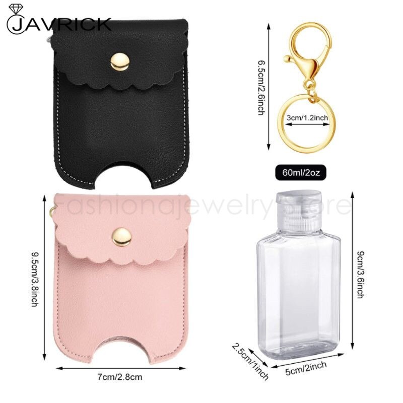 60ml Tragbare Squeeze Flasche Leere Dicht Kunststoff Reise Flasche für Hand Sanitizer mit Leder Keychain Halter Clips