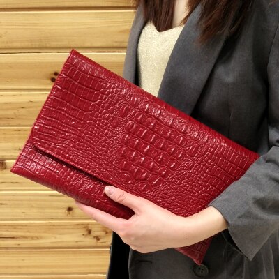 DOYUTIG-pochette de soirée pour femmes, pochette motif Crocodile, sacs à épaule en cuir Pu, bourse et sac à main A222: Wine Red