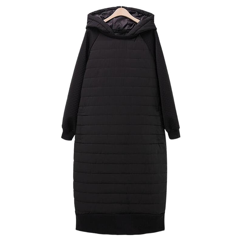 Casacos de algodão com capuz para mulheres, casaco longo de veludo, roupas retas, manga cheia, patchwork maxi, moda feminina, inverno, 2024