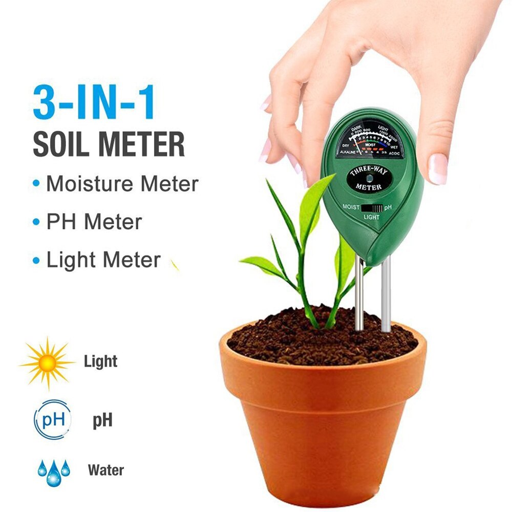 3 in 1 jord ph-mätare fukt solljus ph-mätare för växter blommor fuktighet solljus trädgårdsväxter blommor fuktmätare