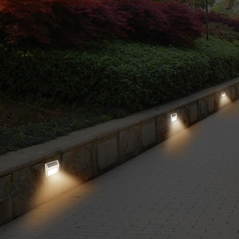 Rustfrit stål 3 led solar trappelys udendørs havegang gadelampe væglampe led solar lys udendørs belysning 1/2/3/4 stk.: Varm hvid / 4 stk