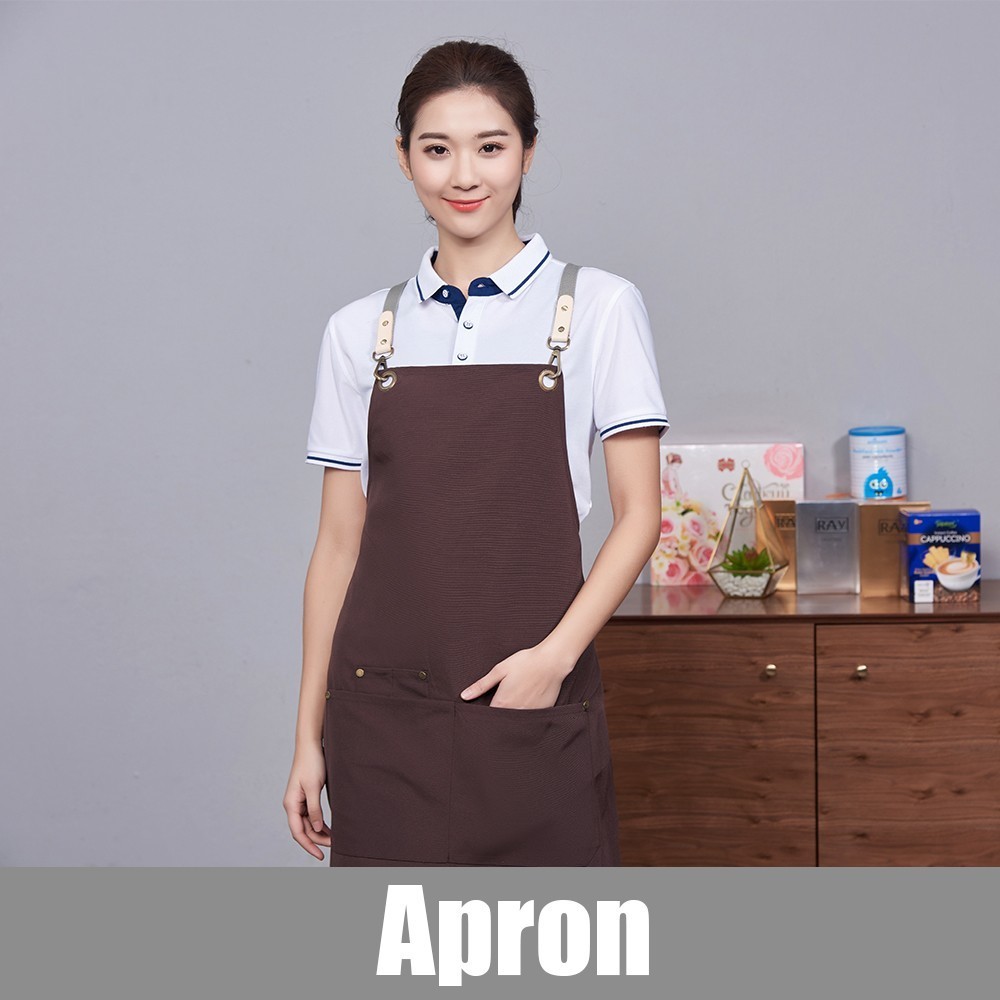 Canvas Pocket Hanging Neck Unisex Kitchen Cooking Apron Barbecue Cafe Baking Apron Beautician Hairdressers Salon Work Apron: Apron 2